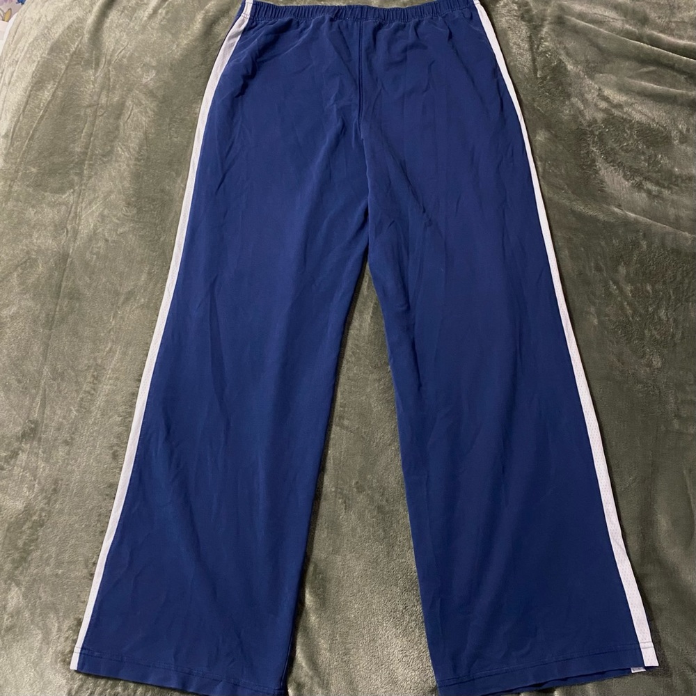 SOLD | Blue Wide Leg Side Stripe Trackpant Sweatpants, Size L (12-14)